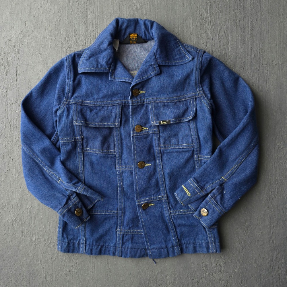 Vintage 70s Lee Blue Denim Jacket Size S Kids Made in Canada